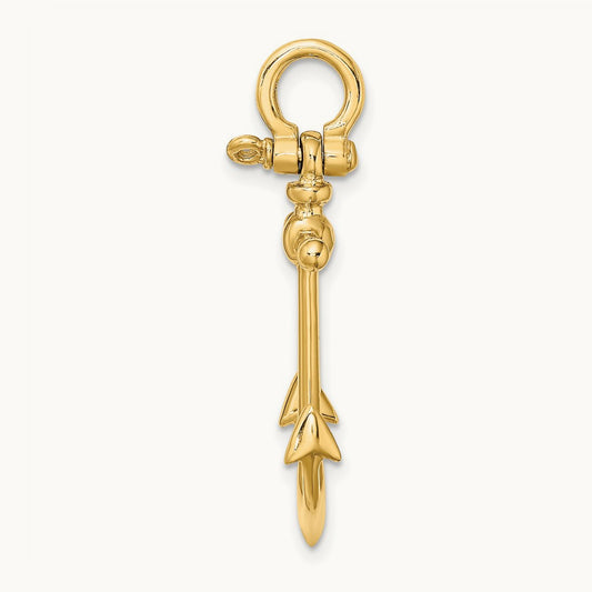 3-D Anchor w/ Shackle Bail Charm, 14K