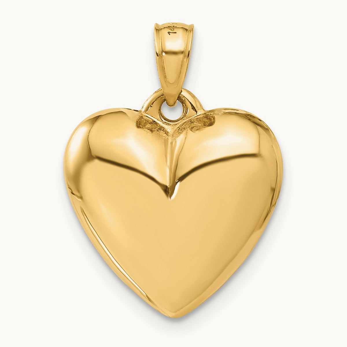 Polished 3-D Puffed Heart Pendant, 14K