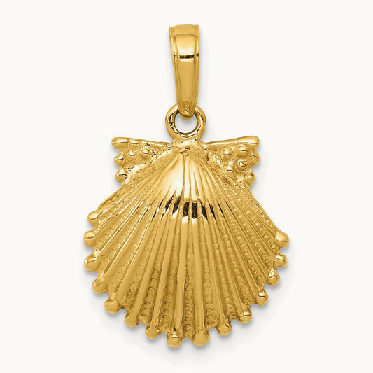 Scallop Shell Pendant, 14K