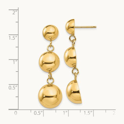 Polished Half Ball Dangle Earrings, 14K