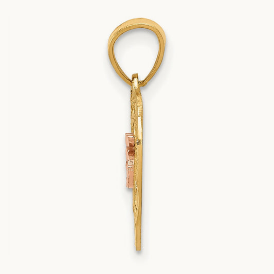 Diamond-cut 15 Pendant, 14K Two-tone