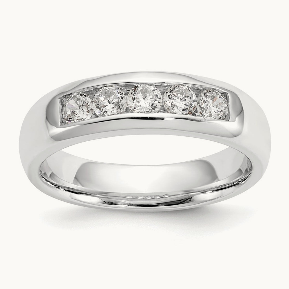 5-Stone Diamond Channel Band, 14K White Gold