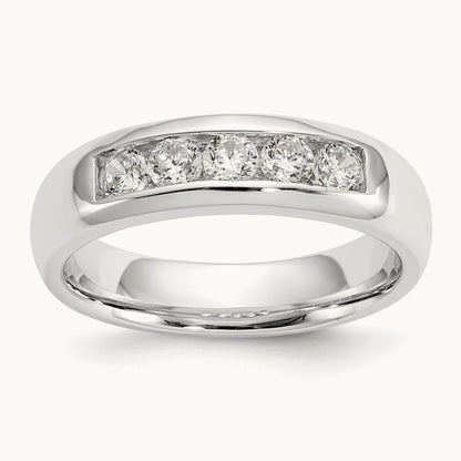5-Stone Diamond Channel Band, 14K White Gold