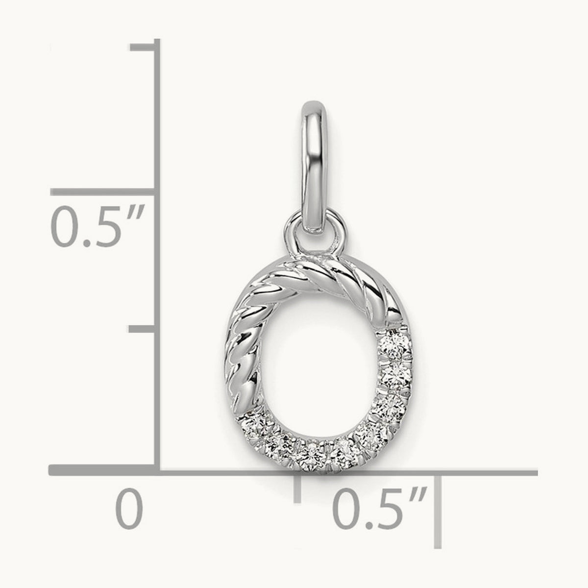 Twisted Diamond Charm — 14K White Gold, O