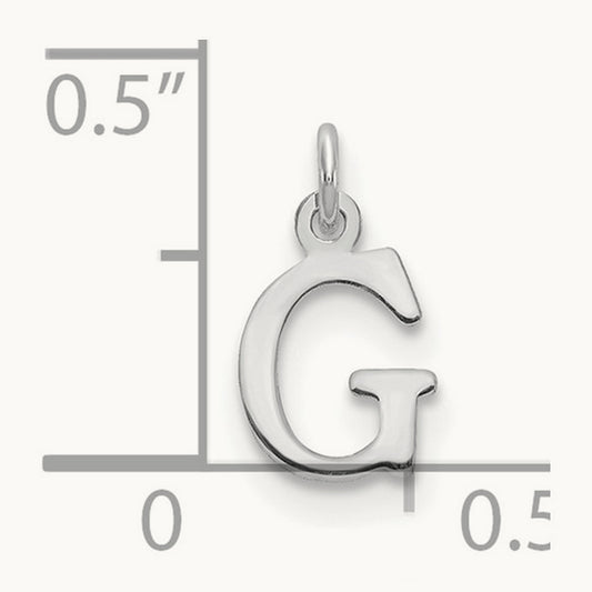 Cutout Letter G Initial Pendant, 14K White Gold