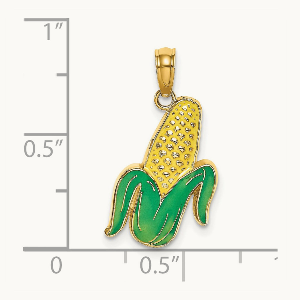w/ Enamel Corn with Peeled Husk Charm, 14K