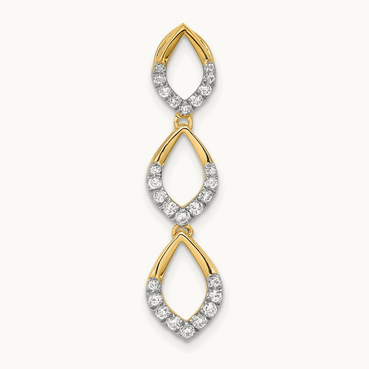 Polished Dangle Diamond Chain Slide, 14K