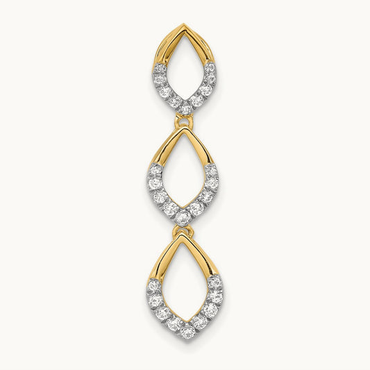 Polished Dangle Diamond Chain Slide, 14K