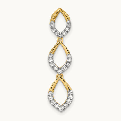 Polished Dangle Diamond Chain Slide, 14K