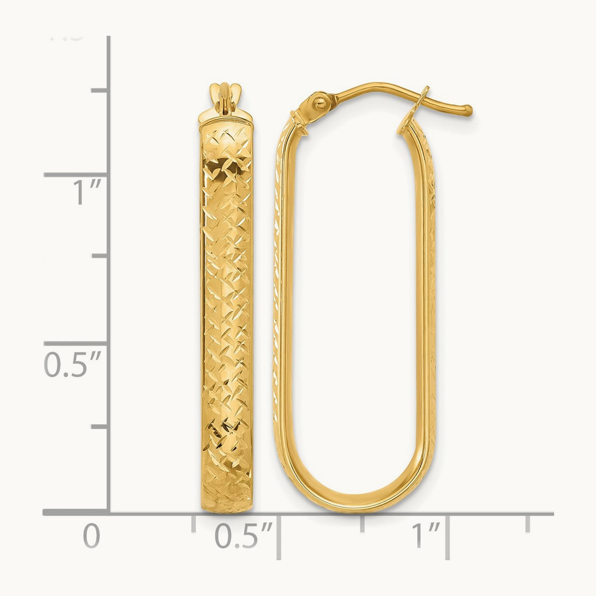 Polished and Diamond-cut Oval Hoop Earrings — Leslie's — 12mm