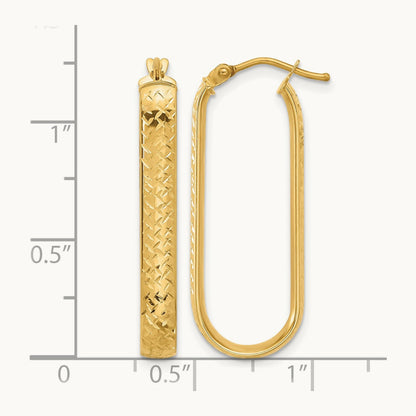 Polished and Diamond-cut Oval Hoop Earrings — Leslie's — 12mm