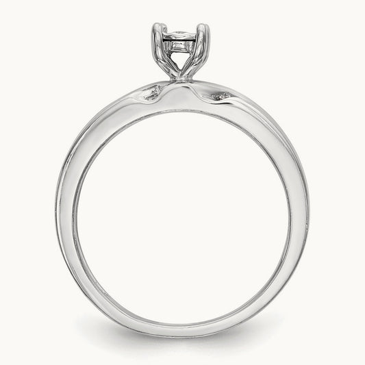 Complete Diamond Trio Engagement Ring, 14K White Gold