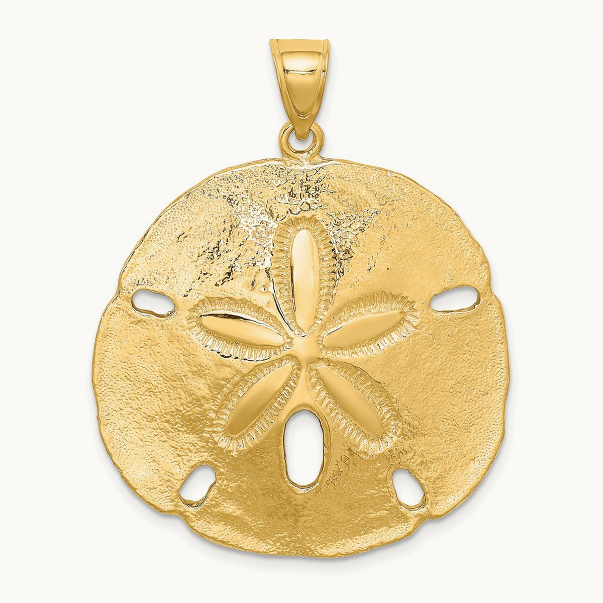 Polished Sand Dollar Charm — 14K Yellow Gold, 40mm