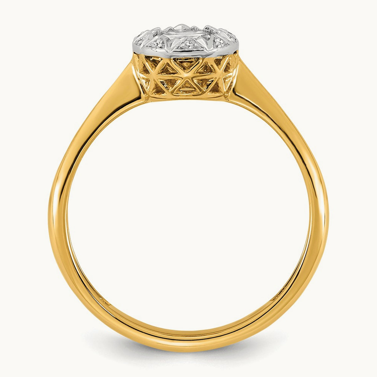 With Rhodium Oval Center Ring, 1.00 ct tw Lab-Grown Diamond