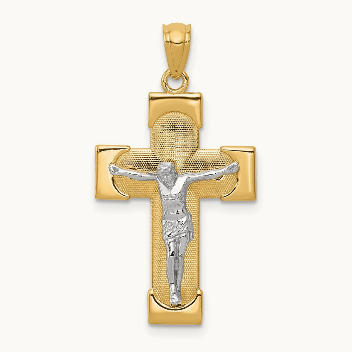 Crucifix Pendant, 14K Two-tone