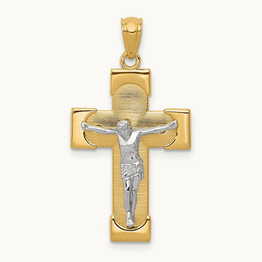 Crucifix Pendant, 14K Two-tone