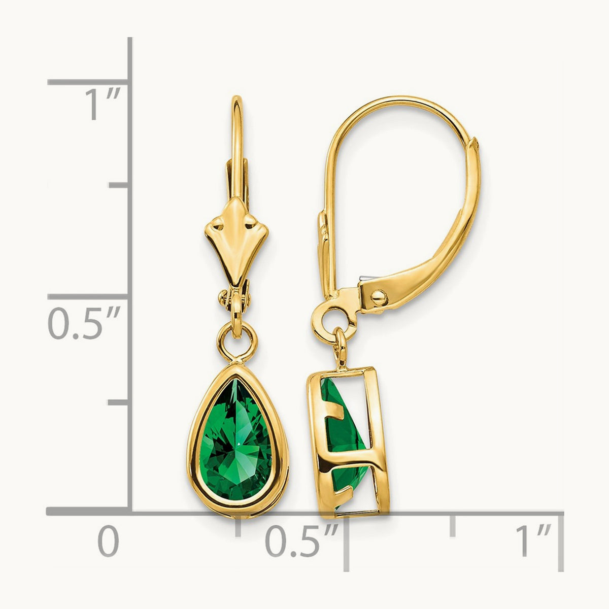 8x5mm Pear Mount St. Helens Leverback Earrings, 14K
