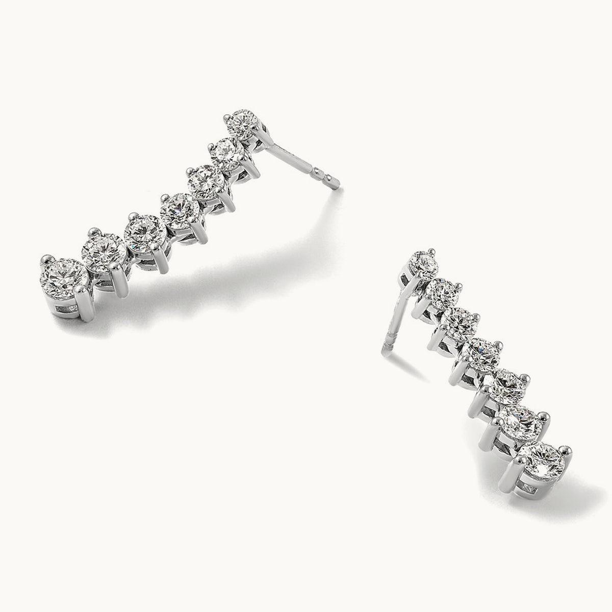 Graduating Drop Post Earrings, 1.50 ct tw Lab-Grown Diamond — 14K White Gold