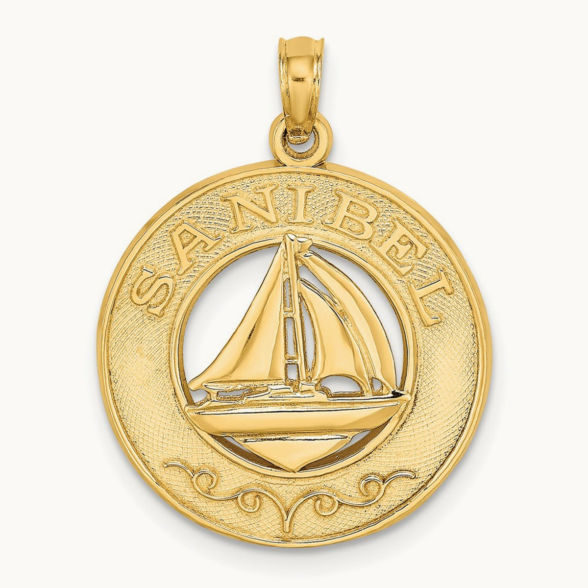 SANIBEL w/Sailboat Circle Charm, 14K