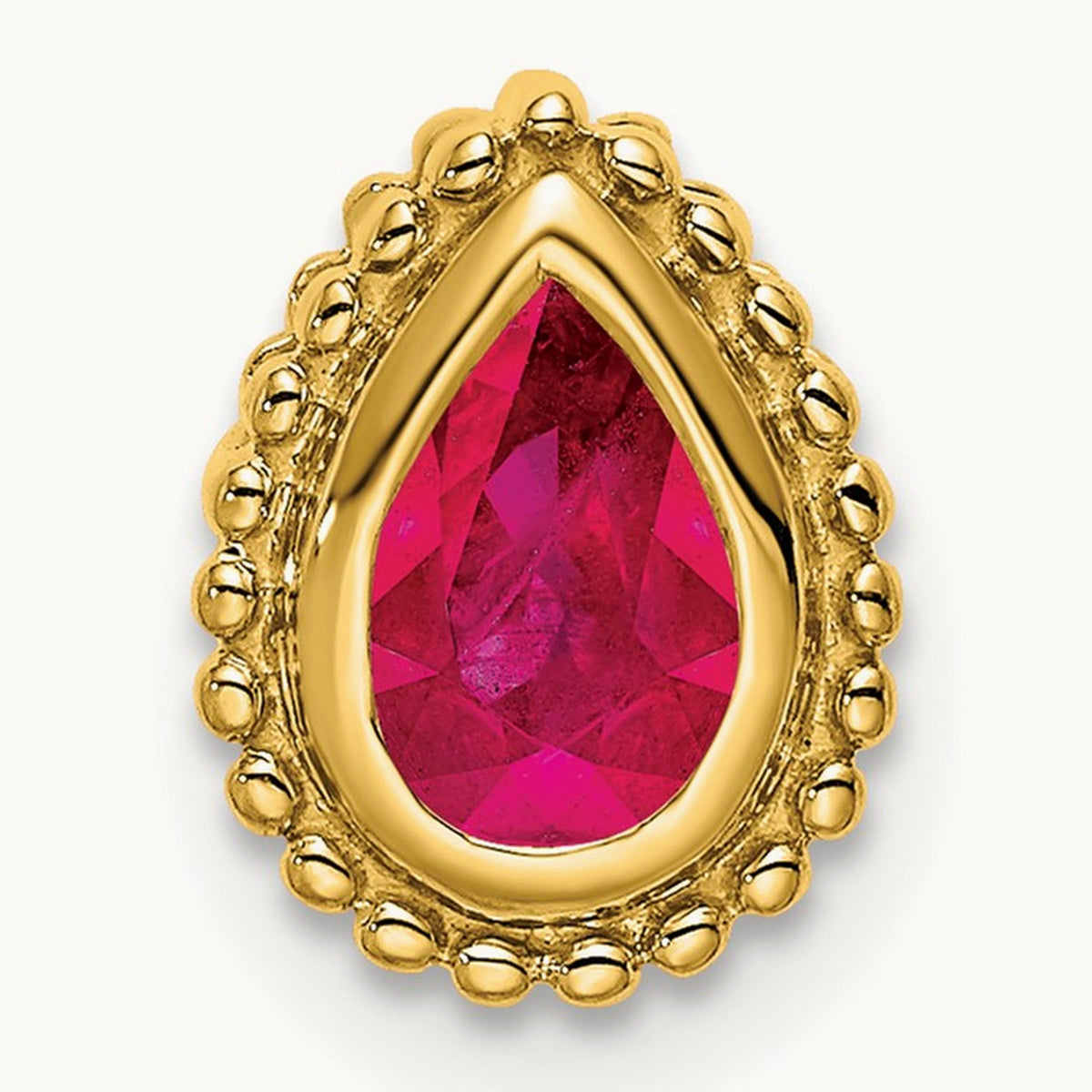 Pear Ruby Chain Slide — 14K Yellow Gold