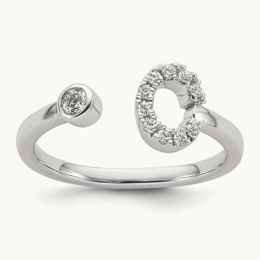 Initial C Adjustable Ring, 0.20 ct tw Lab-Grown Diamond