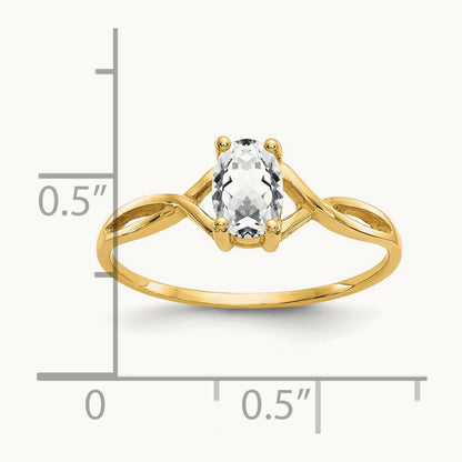 Topaz Birthstone Ring, 14K White