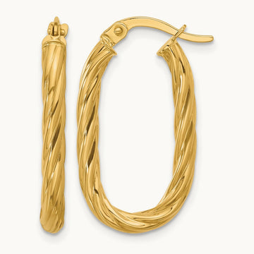 Polished Twisted Oval Hoop Earrings — Leslie's — 14.75mm