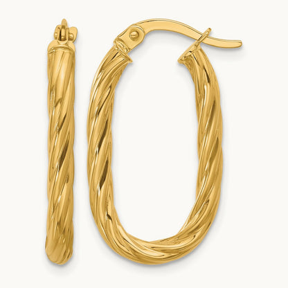 Polished Twisted Oval Hoop Earrings — Leslie's — 14.75mm