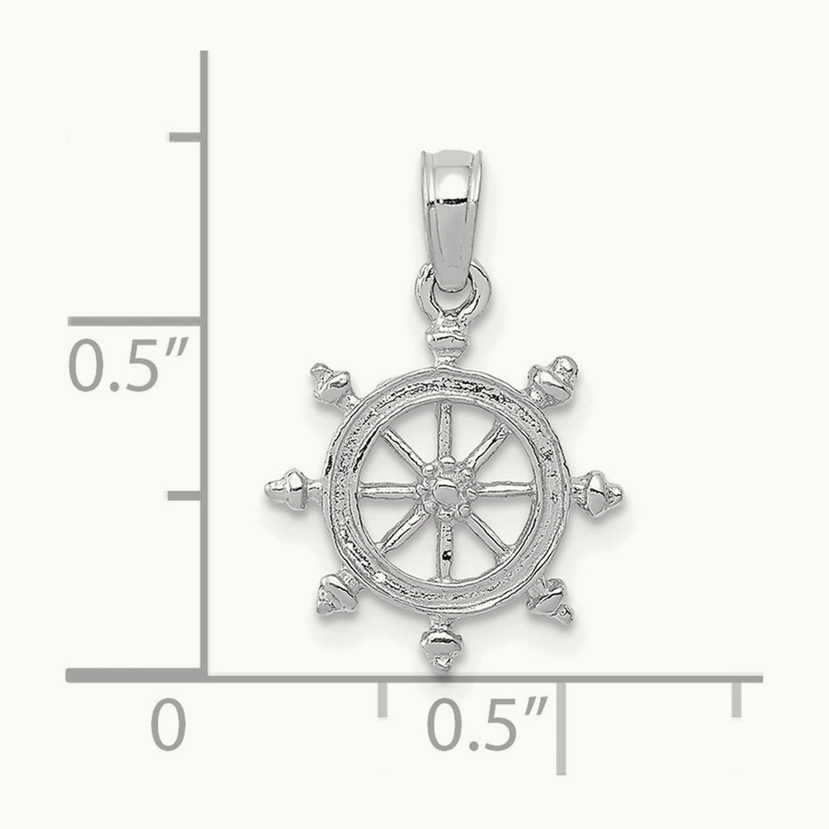 Ship Wheel Pendant — 14K White Gold