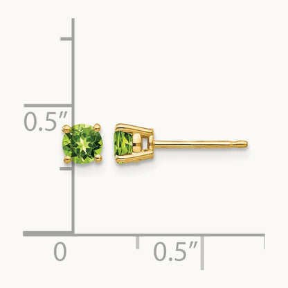 Peridot earring, 4mm, 14K