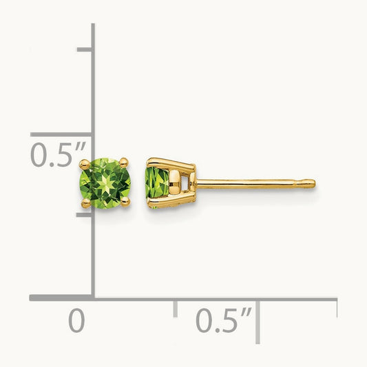 Peridot earring, 4mm, 14K