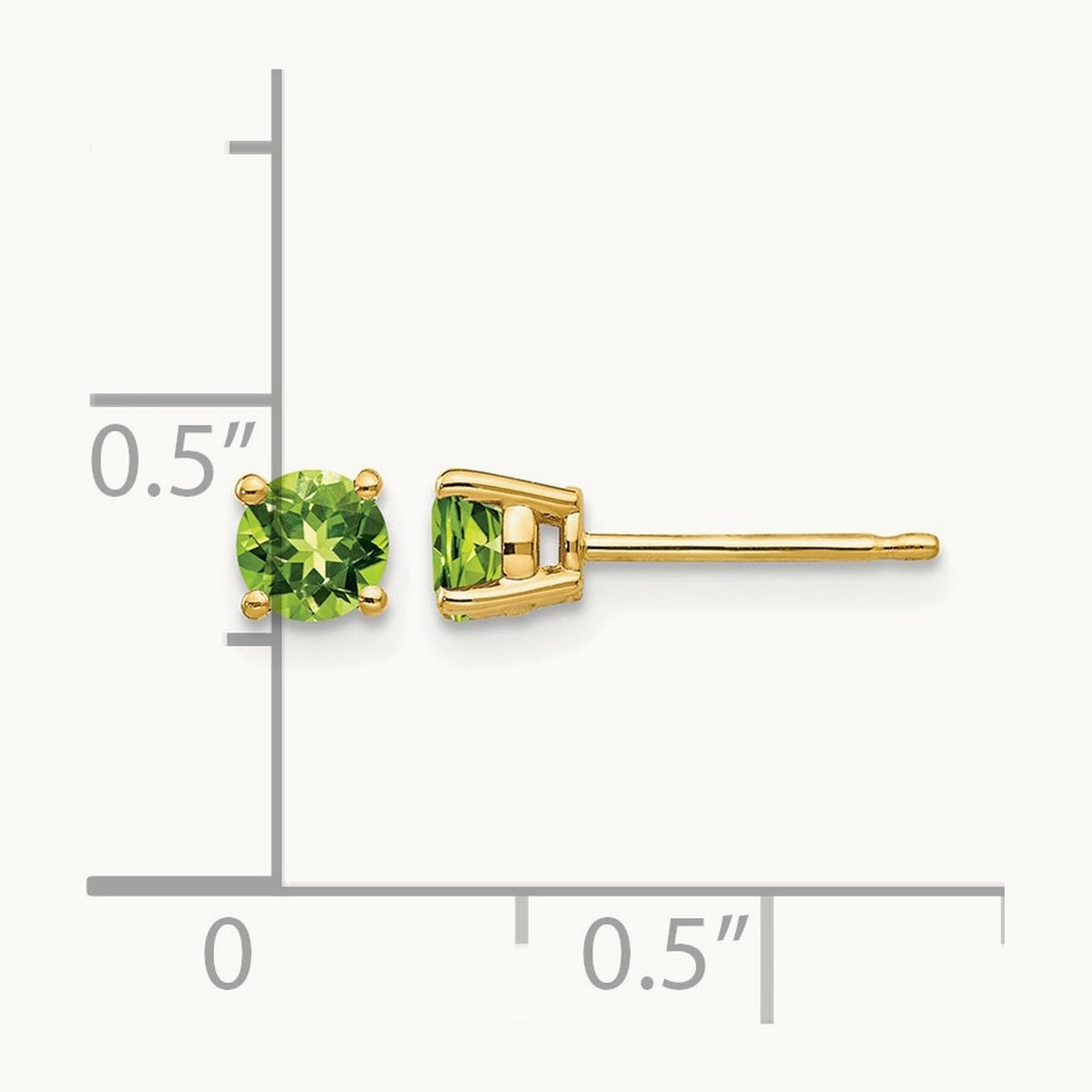 Peridot earring, 4mm, 14K