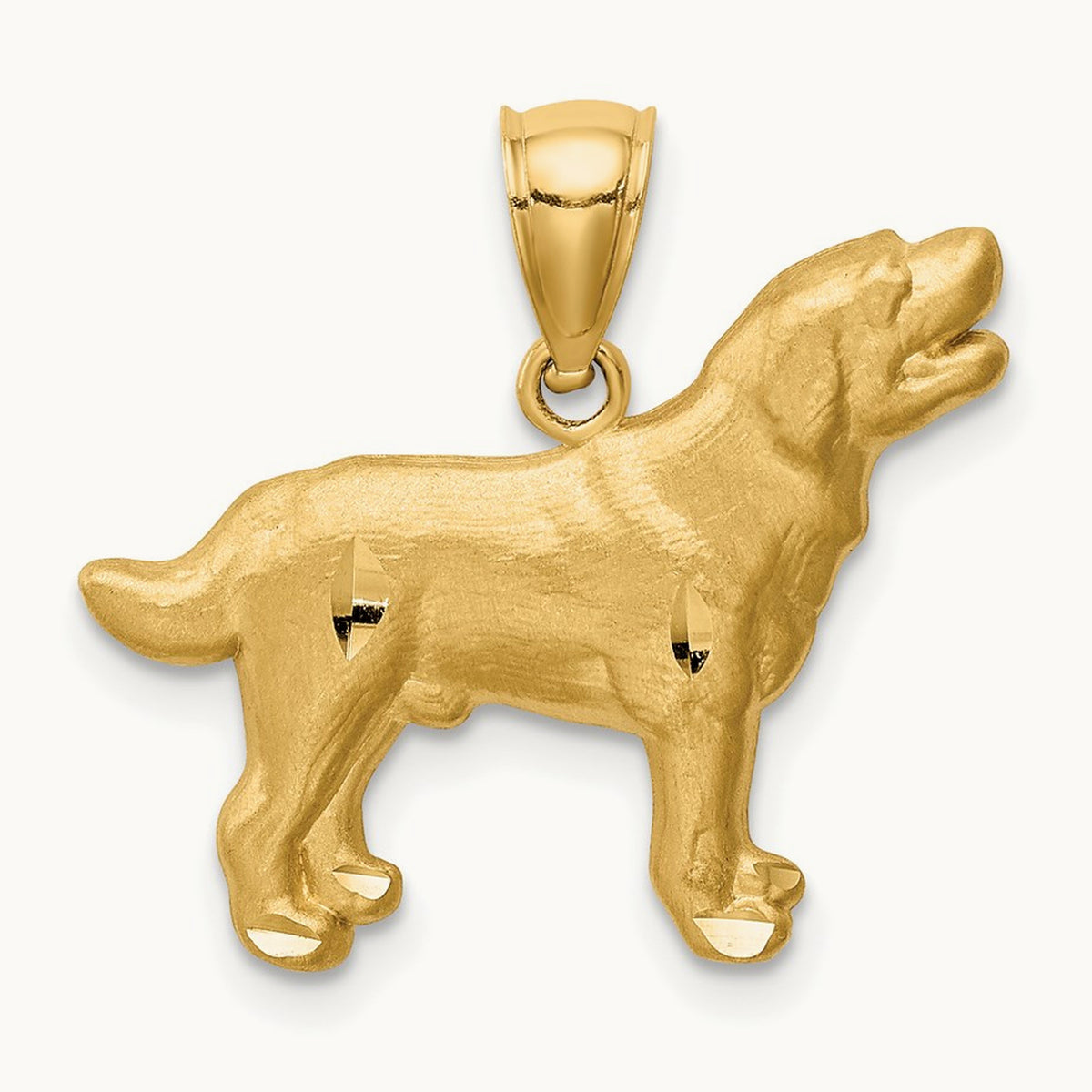 Diamond-cut Labrador Retriever Pendant, 14K