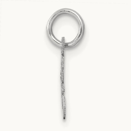 Small Script Letter F Initial Charm, 14K White Gold