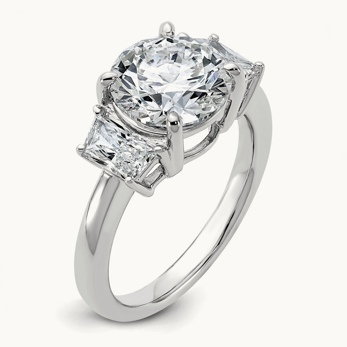 Trapezoid Sidestones Engagement Ring, 0.25-3.75 ct tw Lab-Grown Diamond — 3 3/4 ct, VS (Best) · Certified, 14K White Gold