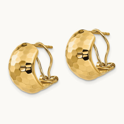 Polished Hammered Omega Back Earrings, 14K — Leslie's