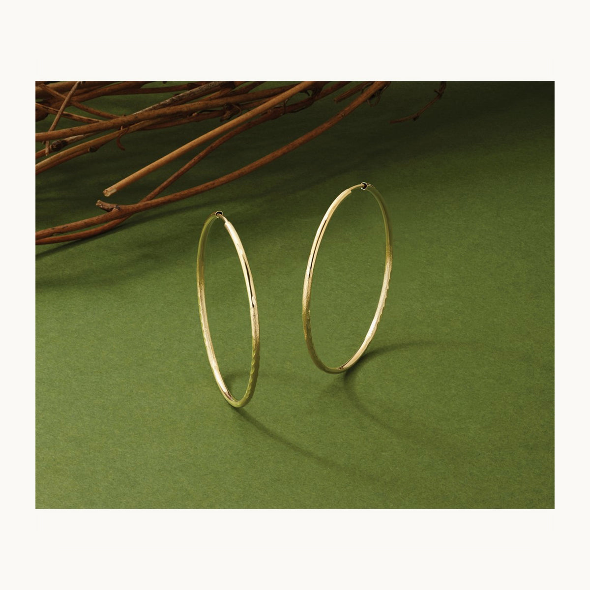 Satin Diamond-cut Endless Hoop Earrings — 40mm, 1.5mm