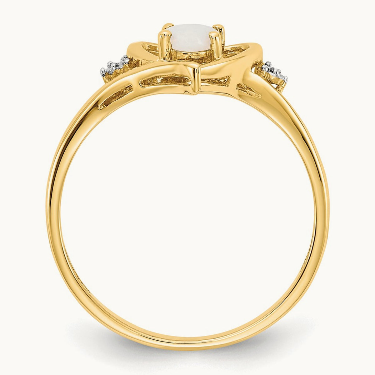 Opal and Diamond Heart Ring, 14K