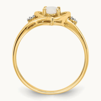 Opal and Diamond Heart Ring, 14K