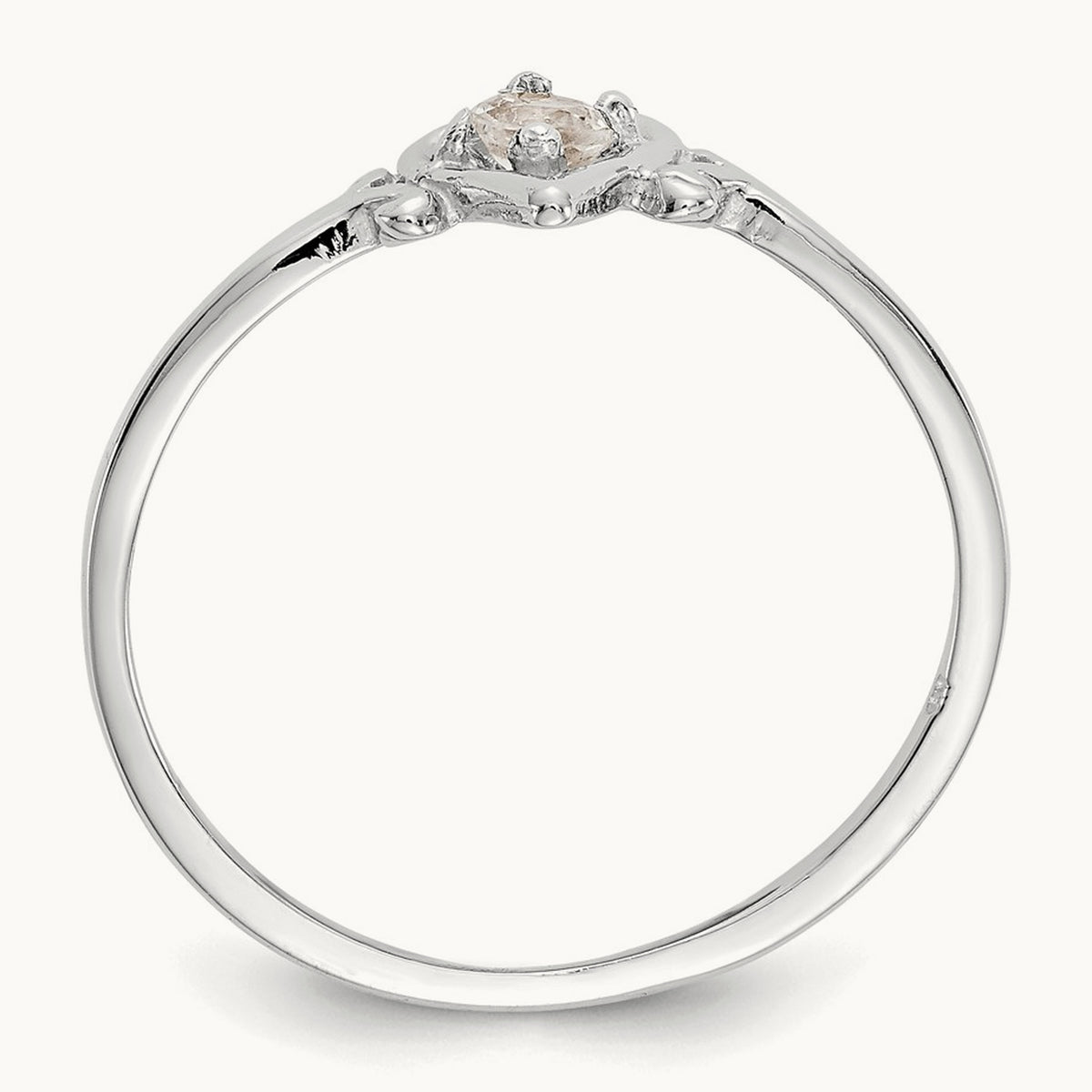 Topaz Birthstone Heart Ring — 14K White Gold, 7