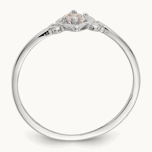 Topaz Birthstone Heart Ring — 14K White Gold, 7