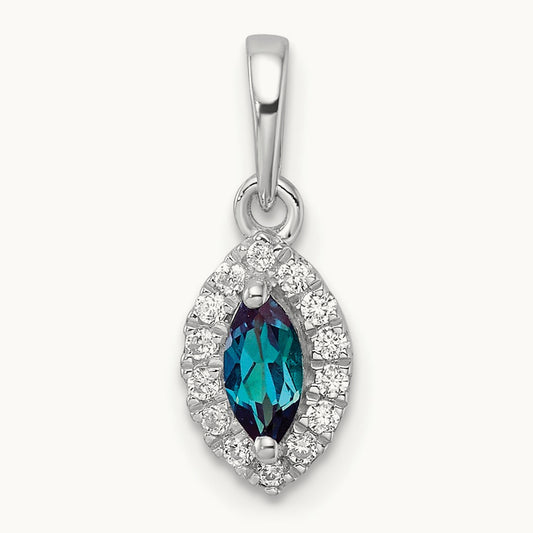 Created Alexandrite June Birthstone Pendant, 0.10 ct tw Lab-Grown Diamond