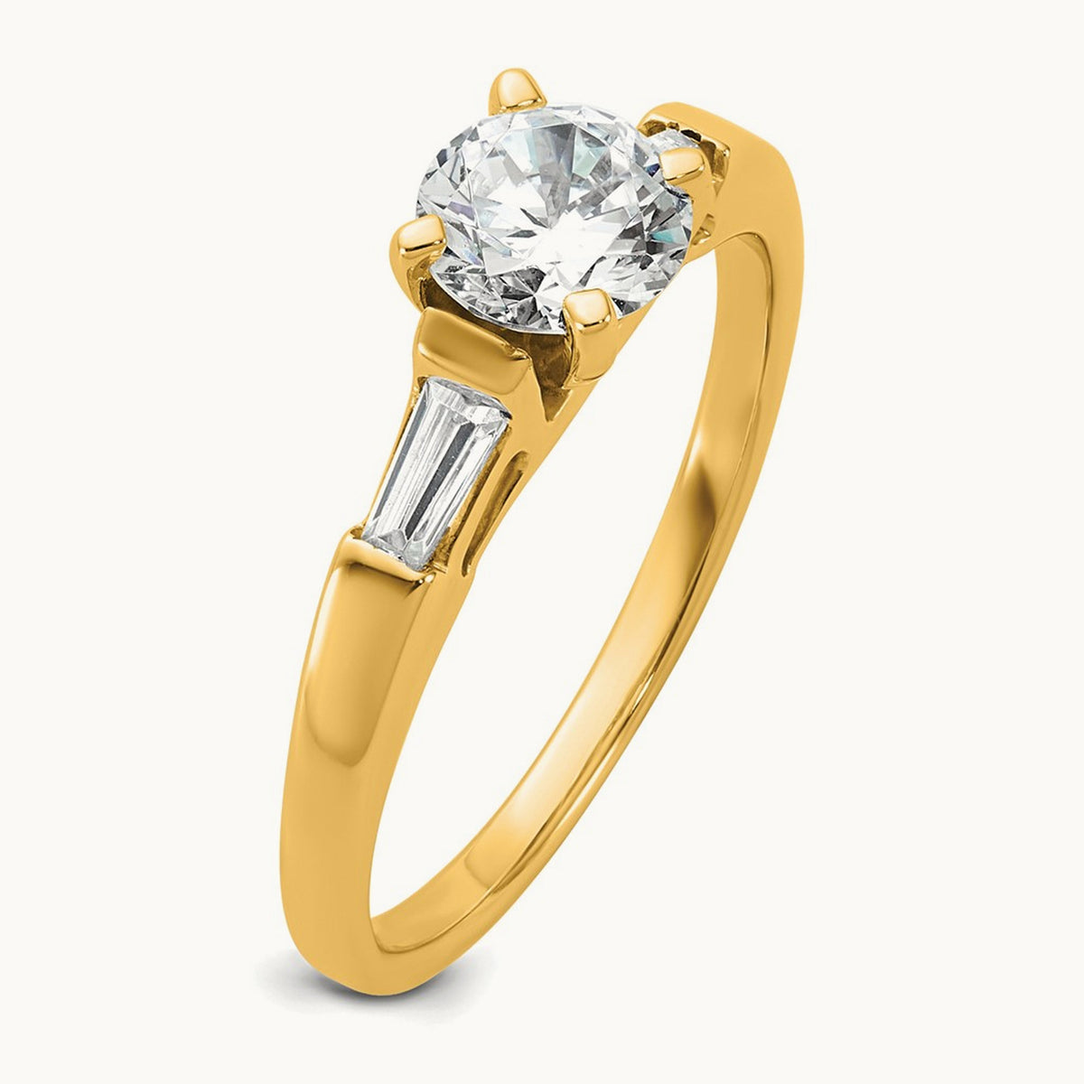 Setting: Gold 3-Stone Diamond Peg Set Engagement Ring, No Head — 14K Yellow Gold