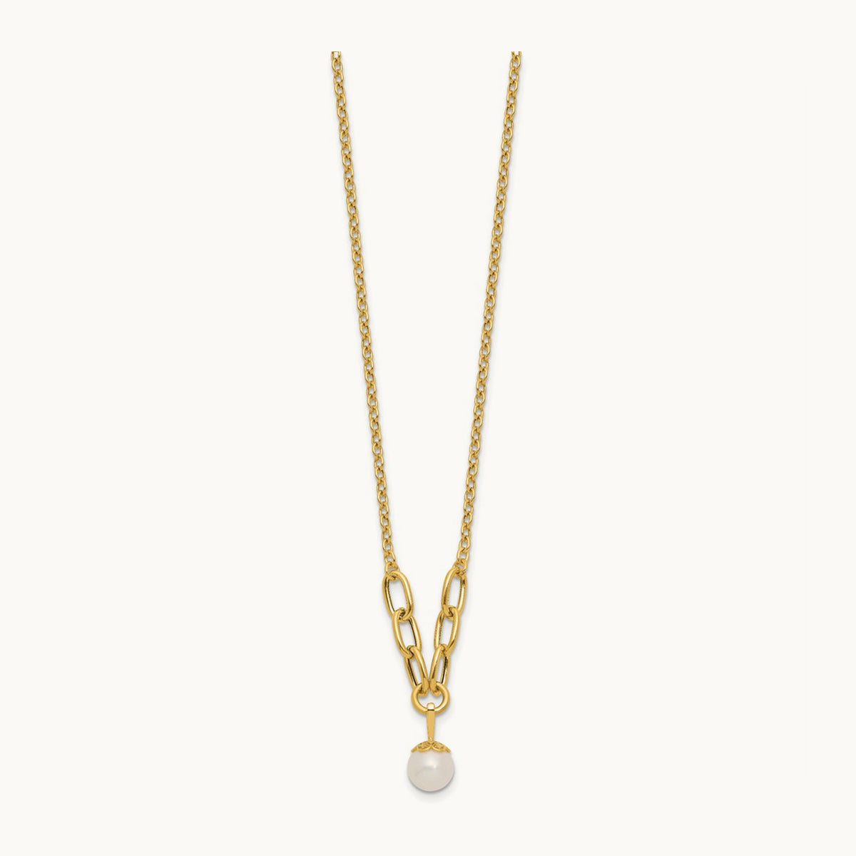 Polished Freshwater Cultured Pearl 16.75in Necklace, 14K