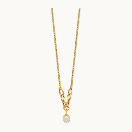 Polished Freshwater Cultured Pearl 16.75in Necklace, 14K