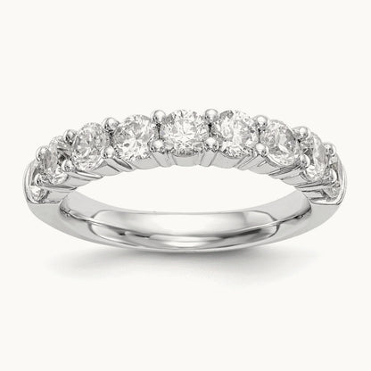 9-Stone Diamond Band, 14K White Gold