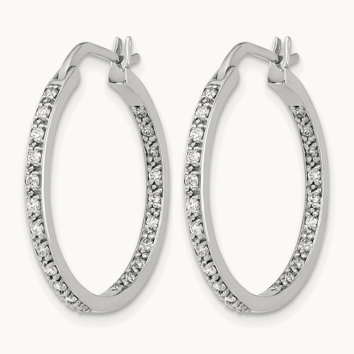 In/Out Hoop Earrings, 0.50-0.75 ct tw Lab-Grown Diamond — 1/2 ct, 14K White Gold