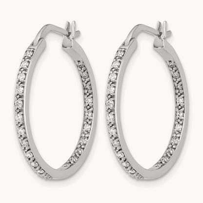 In/Out Hoop Earrings, 0.50-0.75 ct tw Lab-Grown Diamond — 1/2 ct, 14K White Gold