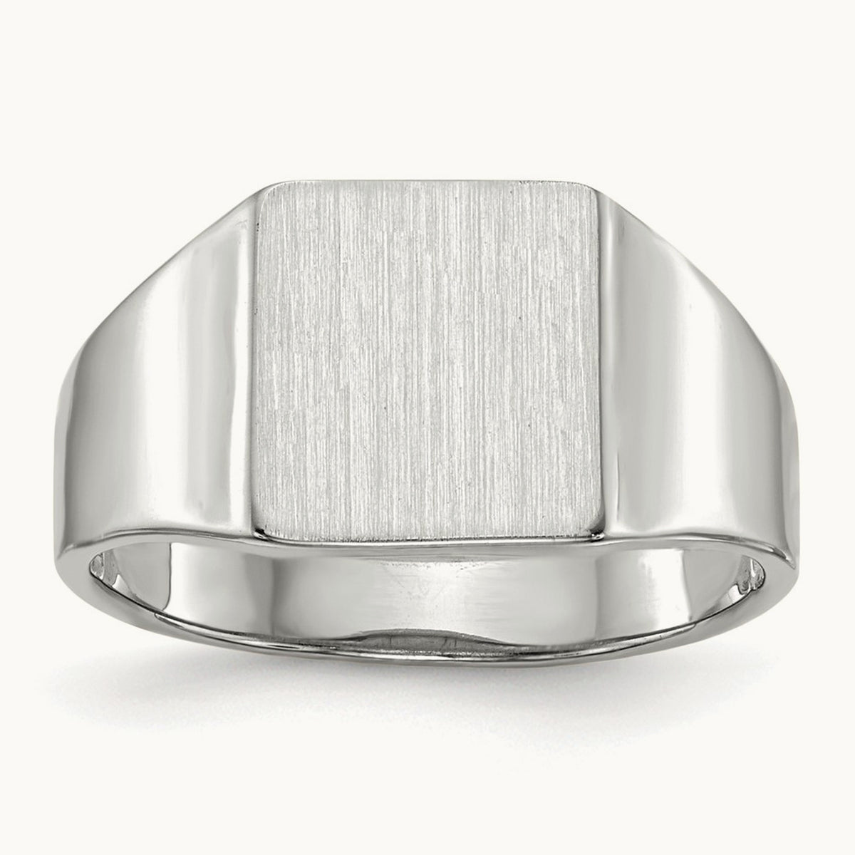 8.5x9. Closed Back Signet Ring, 5mm, 14K White Gold