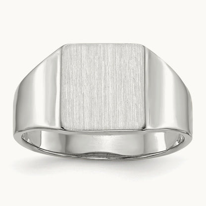 8.5x9. Closed Back Signet Ring, 5mm, 14K White Gold
